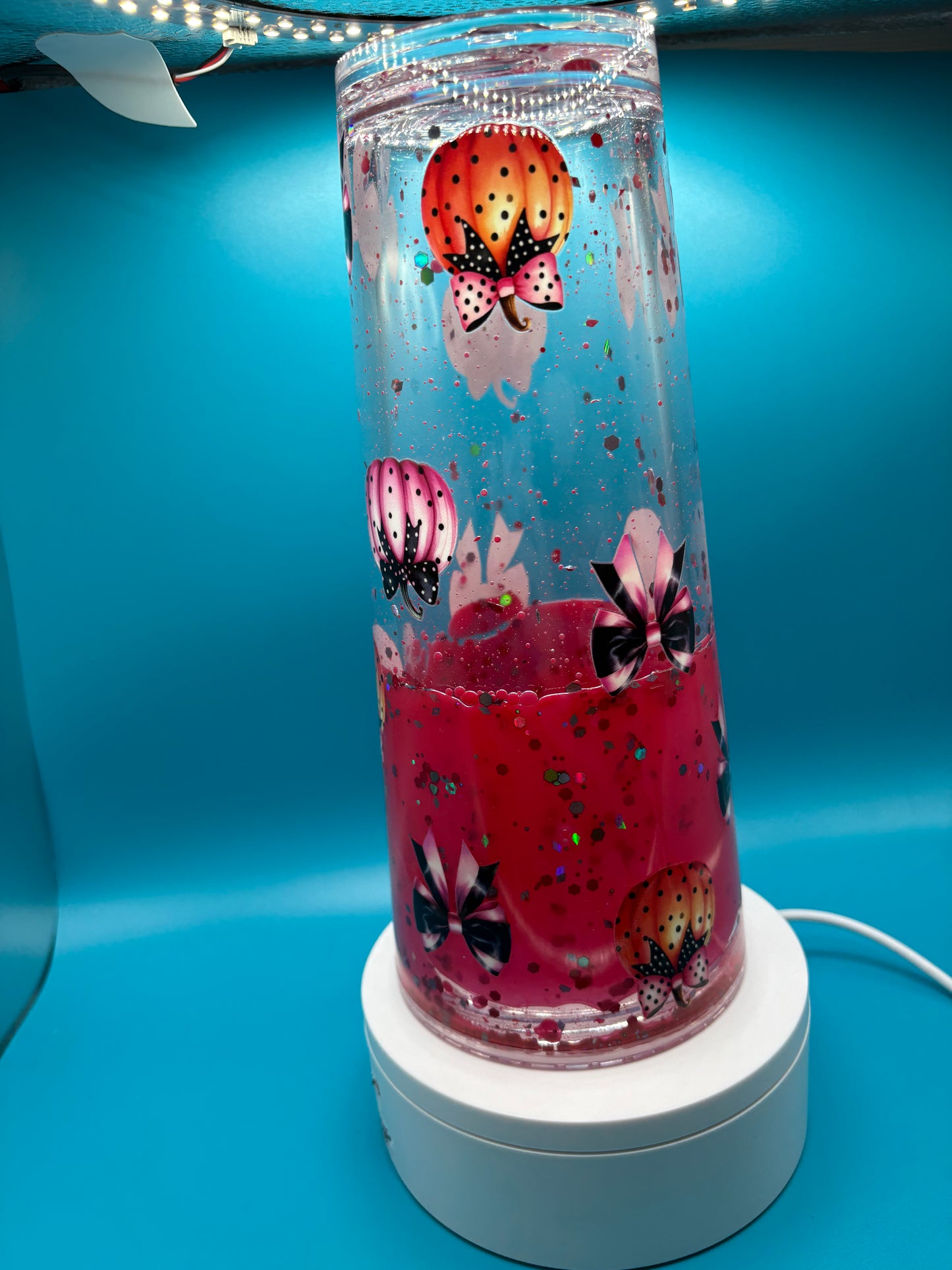Pink Pumpkin and Bow Lava Tumbler