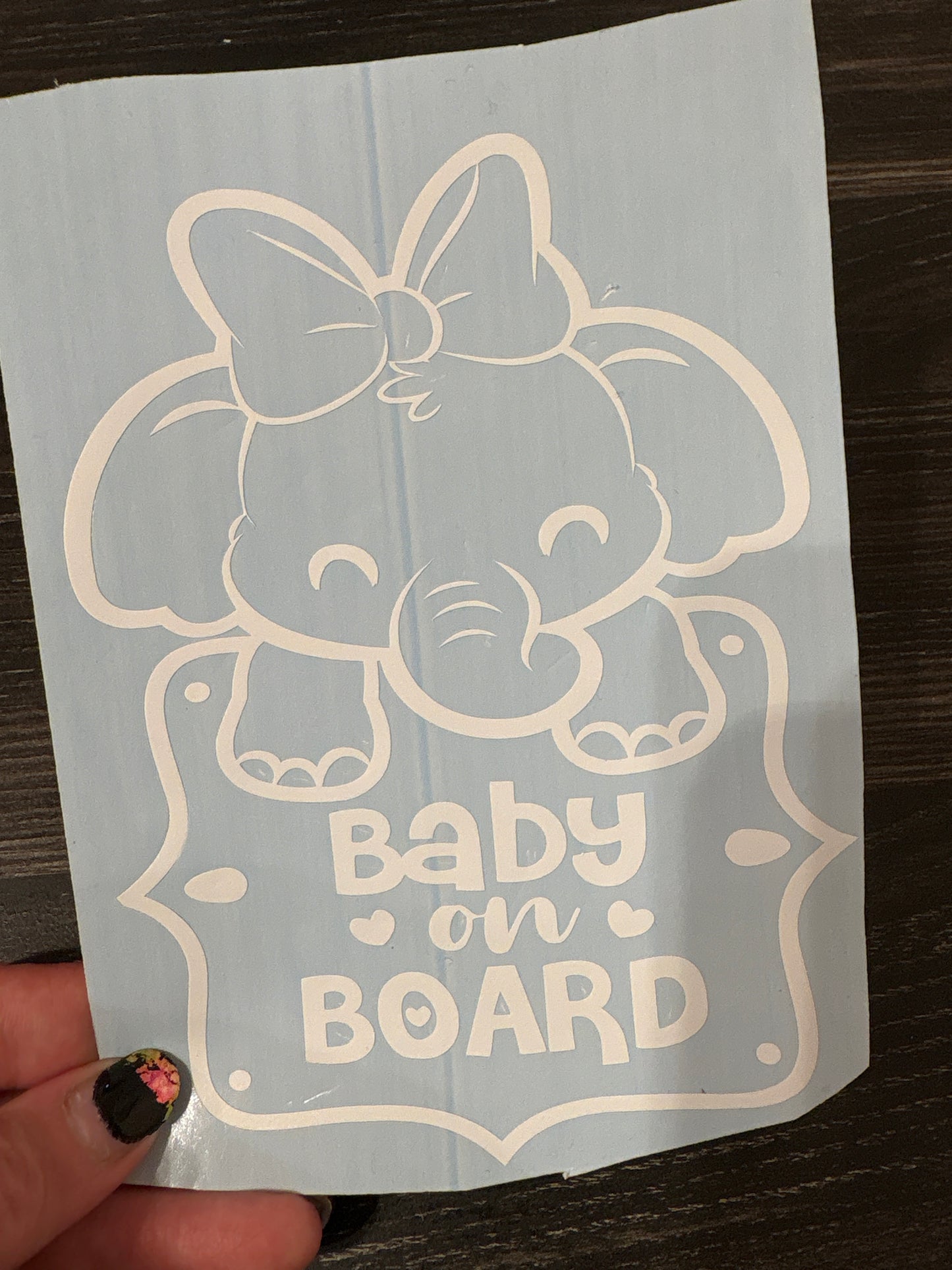 Elephant baby on board car decal
