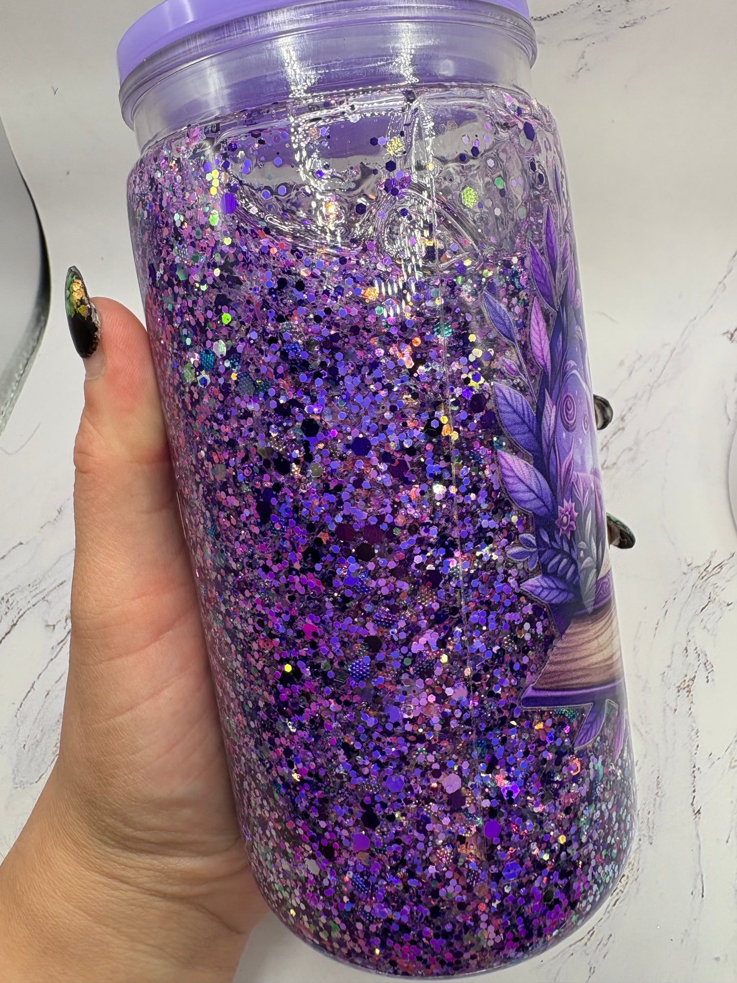 Purple Mystical book Snow globe Tumbler