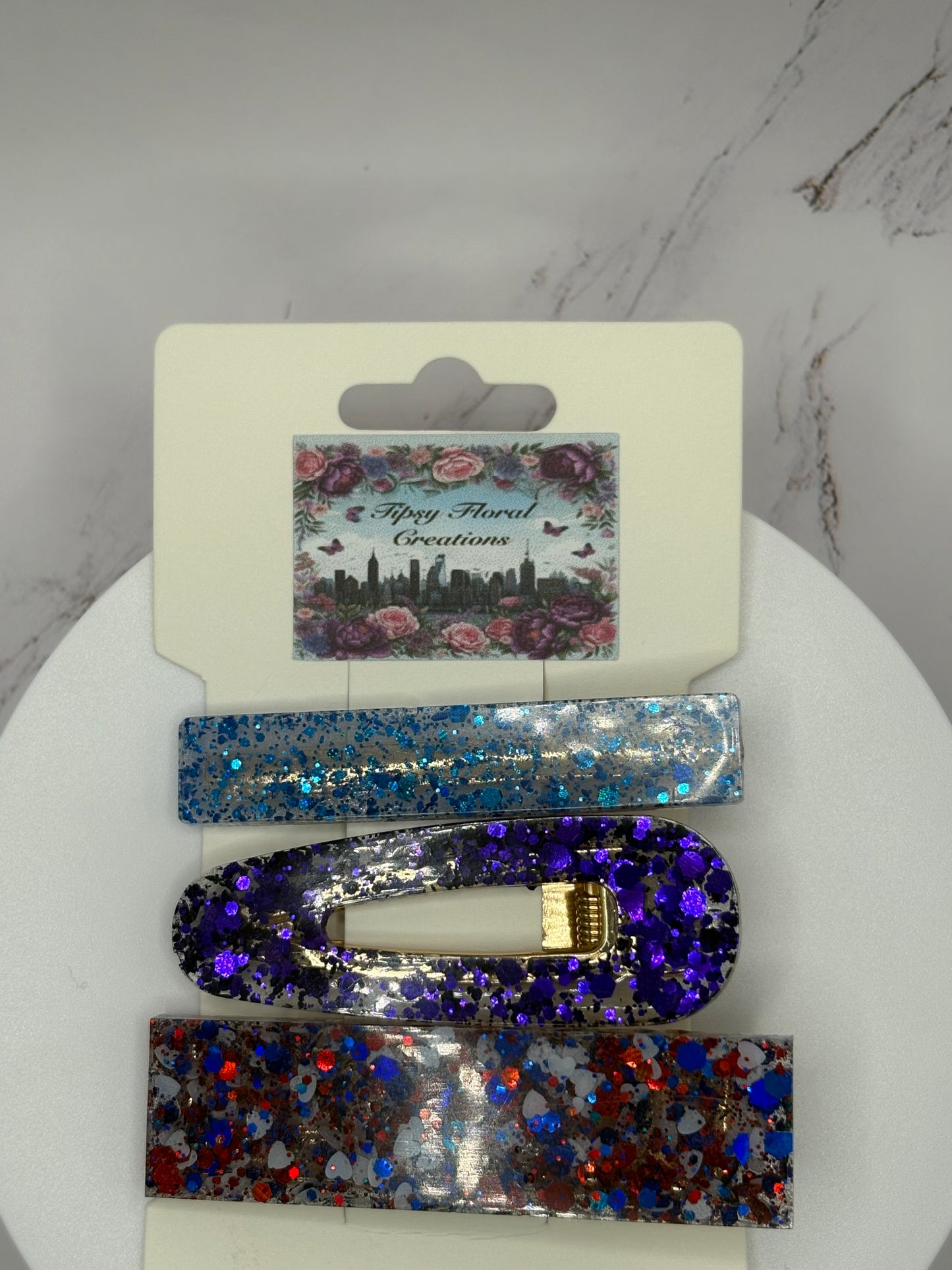 Glittered hair clips