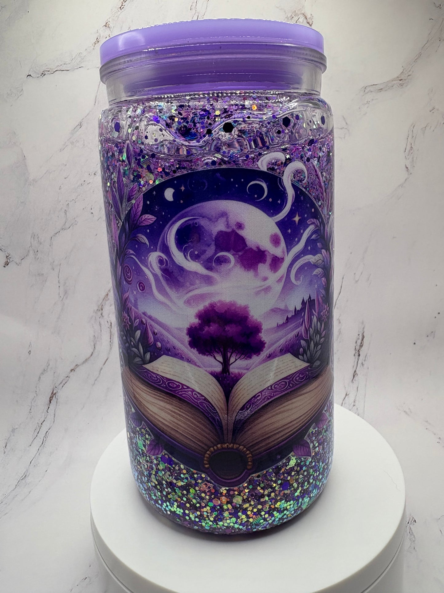 Purple Mystical book Snow globe Tumbler