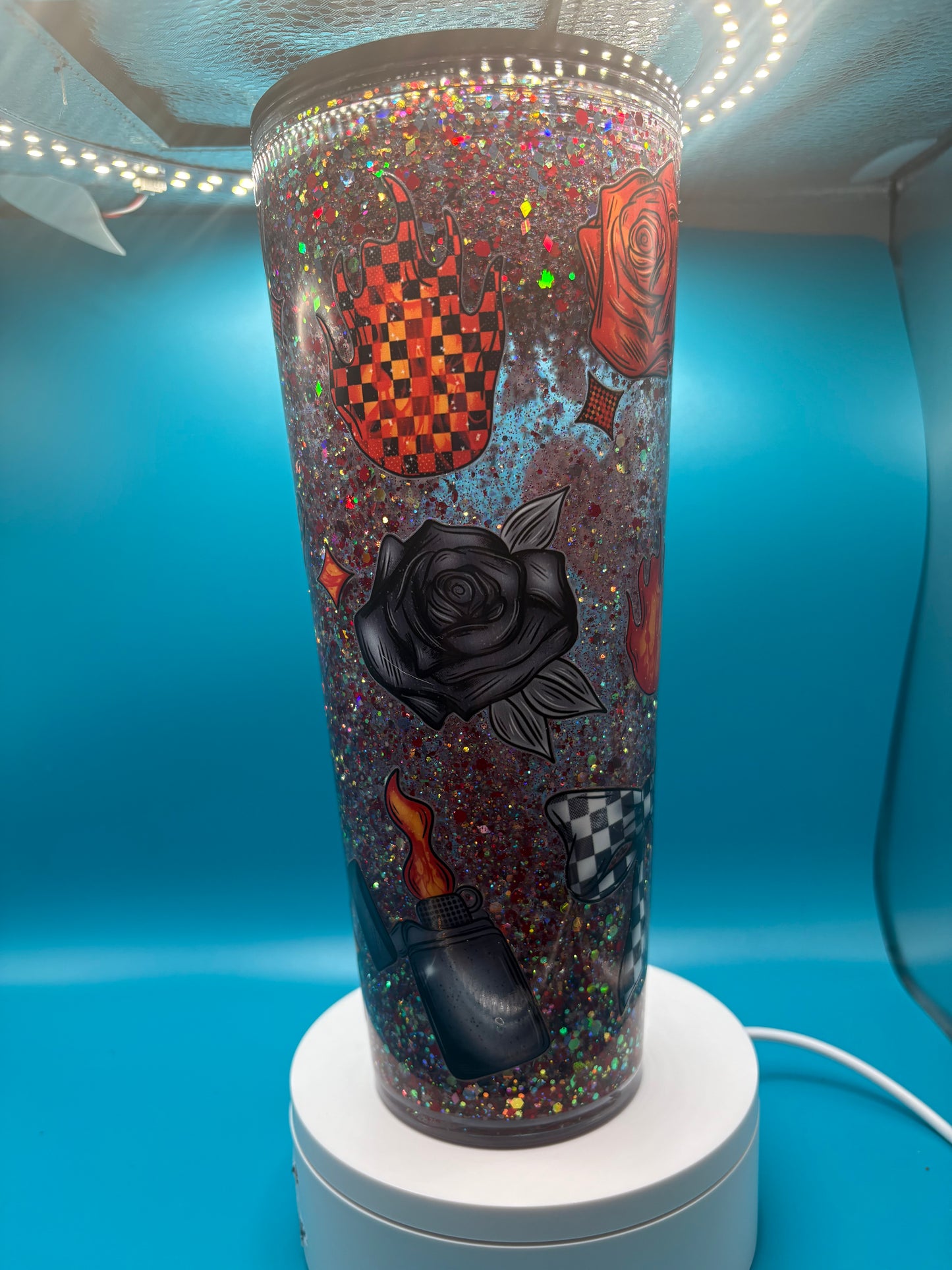 Emo/Fire 24 oz snow globe Tumbler