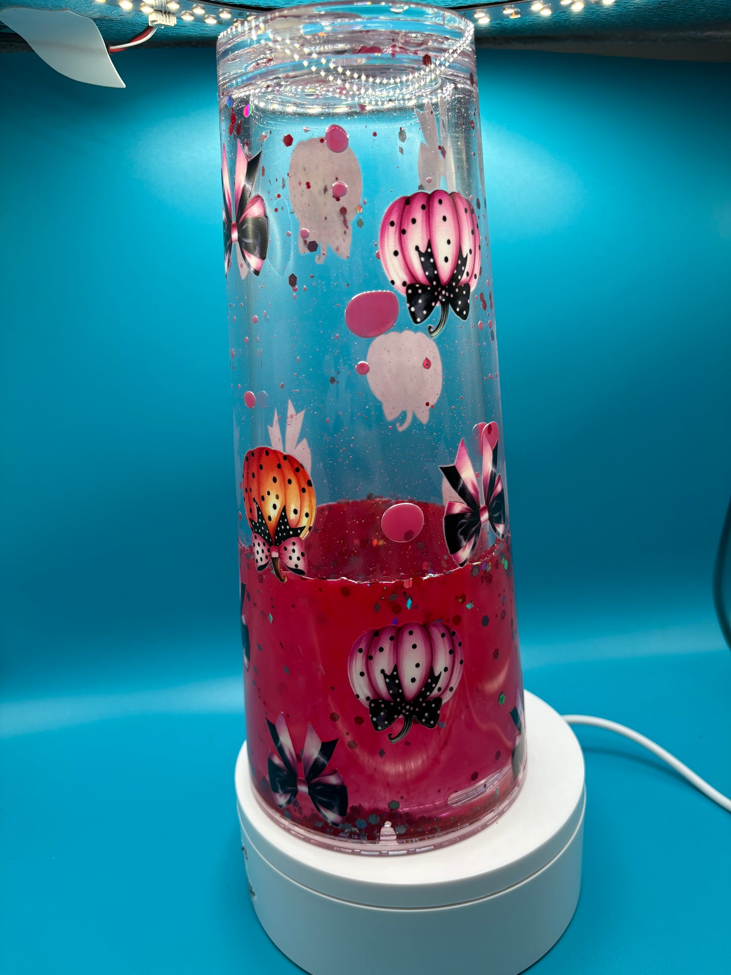 Pink Pumpkin and Bow Lava Tumbler