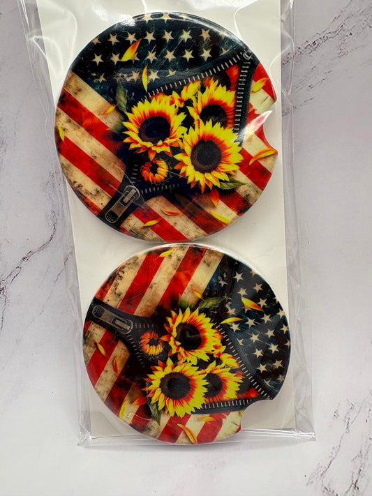 Patriotic Sunflower Coaster set