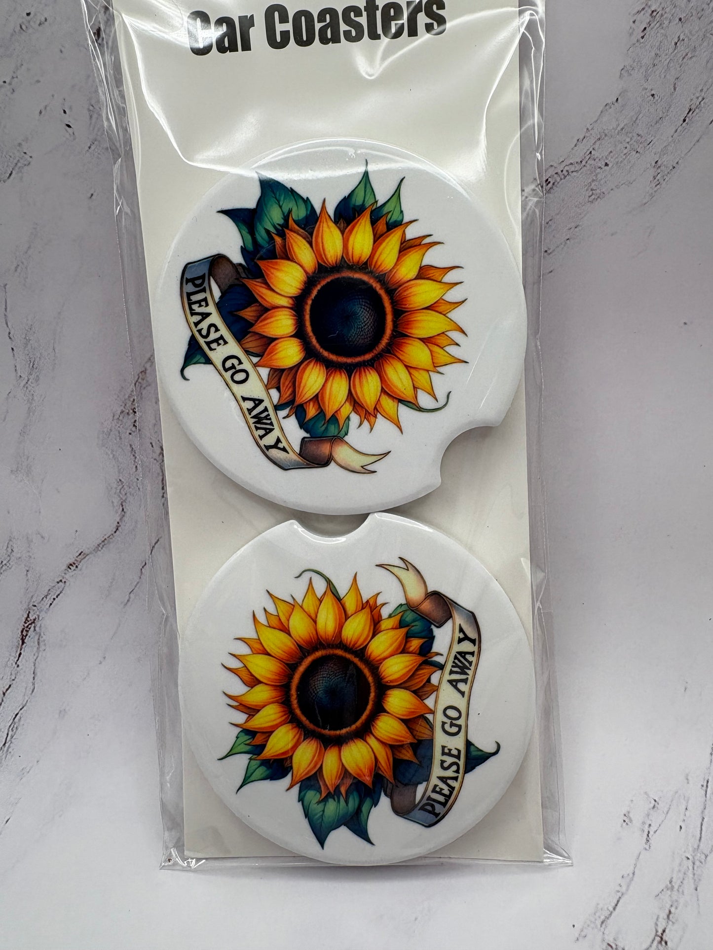 Go Away Sunflower Coaster Set