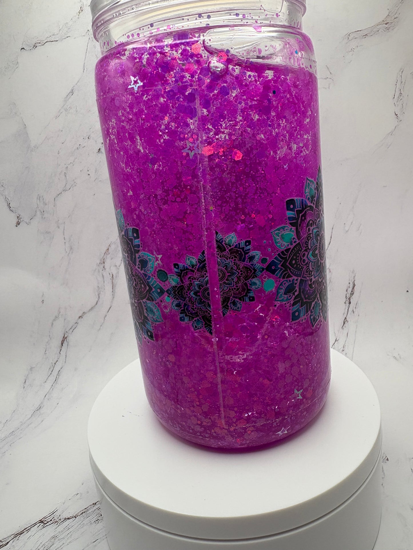 Floral Bull skull Snow Globe tumbler