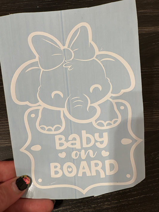 Elephant baby on board car decal