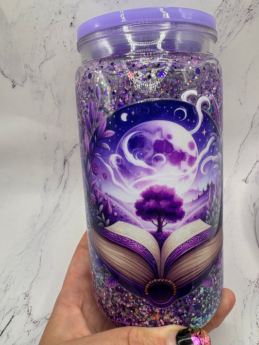 Purple Mystical book Snow globe Tumbler
